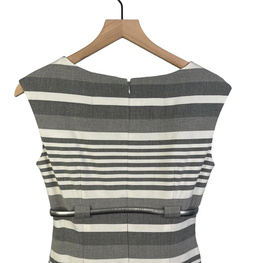 Calvin Klein Gray and White Striped Midi Sheath Dress - Picture 5 of 11